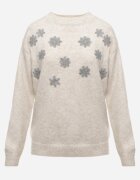 j&x Pulover cu lână bumbac și broderie florală Merisse Bej deschis