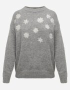 j&x Pulover cu lână bumbac și broderie florală Merisse Gri deschis
