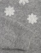 j&x Pulover cu lână bumbac și broderie florală Merisse Gri deschis