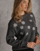 j&x Pulover cu lână bumbac și broderie florală Merisse Gri închis