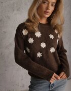 j&x Pulover cu lână bumbac și broderie florală Merisse Maro