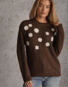 j&x Pulover cu lână bumbac și broderie florală Merisse Maro