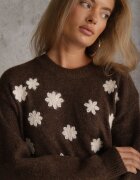 j&x Pulover cu lână bumbac și broderie florală Merisse Maro