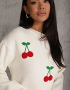 j&x Pulover cu lână decorat cu model în relief cu cireșe Ondralia Bej deschis