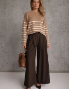 j&x Pulover cu lână în dungi Basic Margela Bej