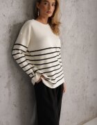 j&x Pulover cu lână în dungi Basic Margela Bej deschis