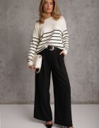j&x Pulover cu lână în dungi Basic Margela Bej deschis