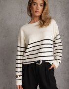 j&x Pulover cu lână în dungi Basic Margela Bej deschis