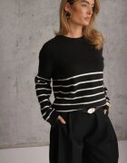 j&x Pulover cu lână în dungi Basic Margela Negru