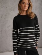 j&x Pulover cu lână în dungi Basic Margela Negru