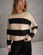 j&x Pulover cu lână în dungi largi Gordaina Bej