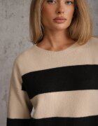 j&x Pulover cu lână în dungi largi Gordaina Bej