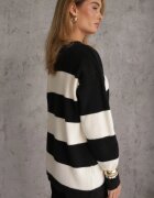 j&x Pulover cu lână în dungi largi Gordaina Negru
