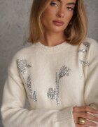 j&x Pulover cu lână și aplicație cu paiete în formă de flori Naminas Bej deschis