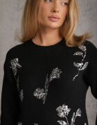 j&x Pulover cu lână și aplicație cu paiete în formă de flori Naminas Negru