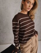 j&x Pulover cu lână și bumbac cu croială clasică cu dungi fine Rosal Maro