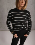 j&x Pulover cu lână și bumbac cu croială clasică cu dungi fine Rosal Negru