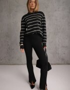 j&x Pulover cu lână și bumbac cu croială clasică cu dungi fine Rosal Negru