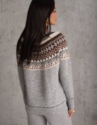 j&x Pulover cu lână și bumbac cu motiv norvegian Aahtela Gri