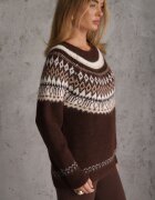 j&x Pulover cu lână și bumbac cu motiv norvegian Aahtela Maro
