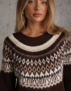 j&x Pulover cu lână și bumbac cu motiv norvegian Aahtela Maro