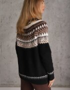 j&x Pulover cu lână și bumbac cu motiv norvegian Aahtela Negru