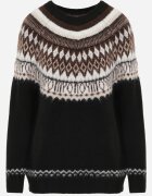 j&x Pulover cu lână și bumbac cu motiv norvegian Aahtela Negru