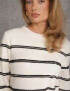 j&x Pulover cu lână și bumbac în dungi orizontale Kimllla Bej deschis