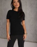 j&x Pulover cu mânecă scurtă din vâscoză cu inimi minimaliste Celesa Negru