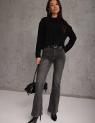 j&x Pulover de iarnă cu manșete elastice și model împletit cu bumbac Jaspis Negru
