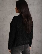 j&x Pulover de iarnă cu manșete elastice și model împletit cu bumbac Jaspis Negru