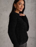 j&x Pulover de iarnă cu manșete elastice și model împletit cu bumbac Jaspis Negru