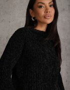j&x Pulover de iarnă cu manșete elastice și model împletit cu bumbac Jaspis Negru