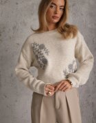 j&x Pulover de iarnă cu motiv floral cu lână Karmira Bej