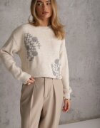 j&x Pulover de iarnă cu motiv floral cu lână Karmira Bej