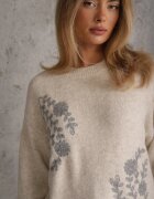 j&x Pulover de iarnă cu motiv floral cu lână Karmira Bej