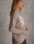 j&x Pulover de iarnă cu motiv floral cu lână Karmira Bej închis