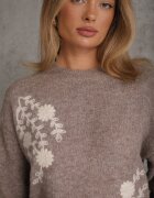j&x Pulover de iarnă cu motiv floral cu lână Karmira Bej închis