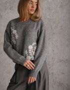j&x Pulover de iarnă cu motiv floral cu lână Karmira Gri