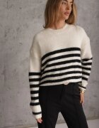 j&x Pulover de iarnă în dungi cu lână Oversize Feoriada Bej deschis