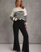 j&x Pulover de iarnă în dungi cu lână Oversize Feoriada Bej deschis