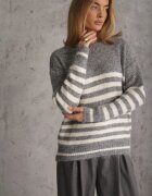 j&x Pulover de iarnă în dungi cu lână Oversize Feoriada Gri