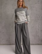 j&x Pulover de iarnă în dungi cu lână Oversize Feoriada Gri