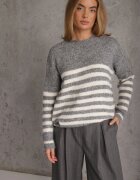 j&x Pulover de iarnă în dungi cu lână Oversize Feoriada Gri