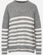 j&x Pulover de iarnă în dungi cu lână Oversize Feoriada Gri