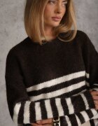 j&x Pulover de iarnă în dungi cu lână Oversize Feoriada Maro