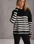 j&x Pulover de iarnă în dungi cu lână Oversize Feoriada Negru