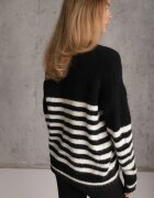 j&x Pulover de iarnă în dungi cu lână Oversize Feoriada Negru