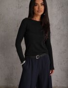 j&x Pulover din bumbac în stil minimalist Radeken Negru