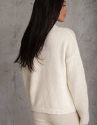 j&x Pulover din bumbac lână și cu împletitură decorativă Luksara Bej deschis